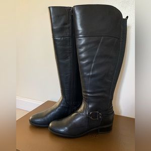 Audrey Brooke Vicky Wide Calf Riding Boot, black, women’s size 8.5